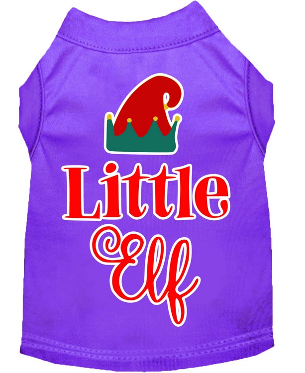 Little Elf Screen Print Dog Shirt Purple XL